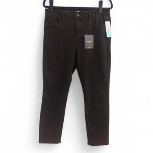 INDIGO SIX Black Mid Rise Super Stretch Five Pocket Skinny Jeans 12 NEW